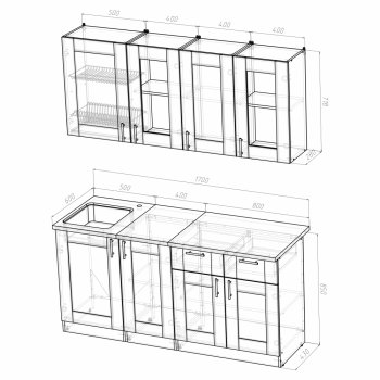 Кухонный гарнитур Лира демо 1700 мм (Герда) в Берёзовском - beryozovskij.mebel-e96.ru