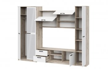 Стенка Марта-12 дуб крафт серый/белый (ИЦ) в Берёзовском - beryozovskij.mebel-e96.ru