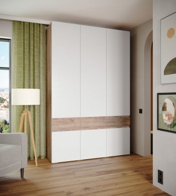 Шкаф 1500 мм Мерида крафт табачный/белый (Микон) в Берёзовском - beryozovskij.mebel-e96.ru