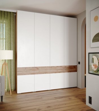 Шкаф 2000 мм Мерида крафт табачный/белый (Микон) в Берёзовском - beryozovskij.mebel-e96.ru