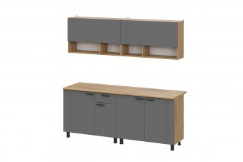 Кухонный гарнитур Монако 2000 мм графит (СВ) в Берёзовском - beryozovskij.mebel-e96.ru