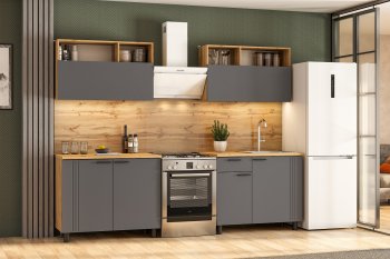 Кухонный гарнитур Монако 2000 мм графит (СВ) в Берёзовском - beryozovskij.mebel-e96.ru