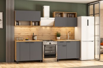 Кухонный гарнитур Монако 2000 мм графит (СВ) в Берёзовском - beryozovskij.mebel-e96.ru