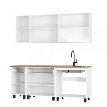 Кухонный гарнитур Монтана 2000 мм белый/графит (БТС) в Берёзовском - beryozovskij.mebel-e96.ru