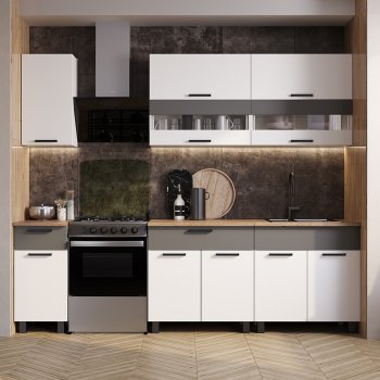 Кухонный гарнитур Монтана 2000 мм белый/графит (БТС) в Берёзовском - beryozovskij.mebel-e96.ru