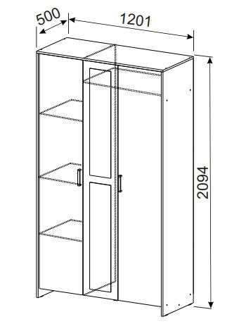 Шкаф распашной 1200 мм Дольче (СВ) в Берёзовском - beryozovskij.mebel-e96.ru