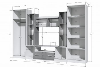 Стенка Николь-2 крафт серый/кашемир (Зарон) в Берёзовском - beryozovskij.mebel-e96.ru