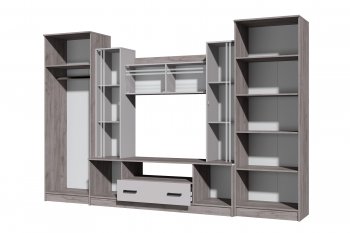 Стенка Николь-2 крафт серый/кашемир (Зарон) в Берёзовском - beryozovskij.mebel-e96.ru