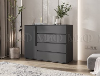 Комод 1 дверь 4 ящика (1200) Норд, графит (Миф) в Берёзовском - beryozovskij.mebel-e96.ru