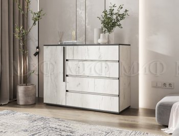 Комод 1 дверь 4 ящика (1200) Норд, крафт белый (Миф) в Берёзовском - beryozovskij.mebel-e96.ru