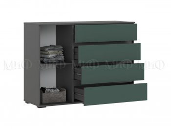 Комод 1 дверь 4 ящика (1200) Норд, графит/изумруд (Миф) в Берёзовском - beryozovskij.mebel-e96.ru