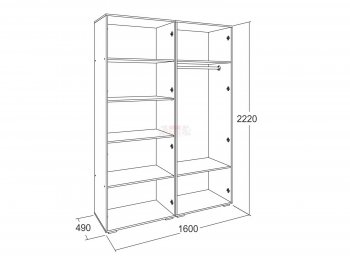 Шкаф 1600 мм Ольга-17 в Берёзовском - beryozovskij.mebel-e96.ru