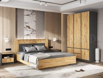 Кровать парящая Остин крафт/графит (Миф) в Берёзовском - beryozovskij.mebel-e96.ru