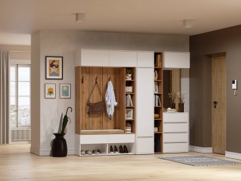 Прихожая Прага модульная, белый (Handis) в Берёзовском - beryozovskij.mebel-e96.ru