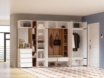 Прихожая Прага модульная, белый (Handis) в Берёзовском - beryozovskij.mebel-e96.ru
