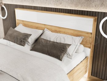 Кровать парящая Роджина с подсветкой, крафт/белый (Миф) в Берёзовском - beryozovskij.mebel-e96.ru