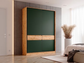 Шкаф-купе 1800 мм Роджина крафт/изумрудный (Миф) в Берёзовском - beryozovskij.mebel-e96.ru | фото