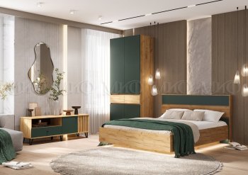 Спальный гарнитур Роджина крафт/изумрудный, модульный (Миф) в Берёзовском - beryozovskij.mebel-e96.ru