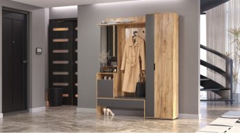 Прихожая Сабрина Дуб вотан/графит (Лин) в Берёзовском - beryozovskij.mebel-e96.ru