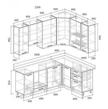 Угловой кухонный гарнитур Муссон 2200*1600 мм Sanvut в Берёзовском - beryozovskij.mebel-e96.ru