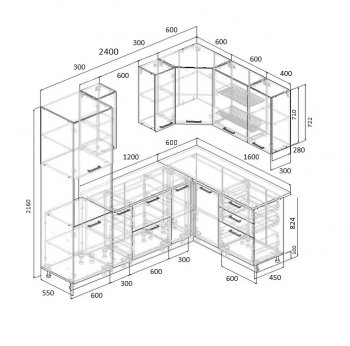 Угловой кухонный гарнитур Роза 2400*1600 мм Sanvut в Берёзовском - beryozovskij.mebel-e96.ru