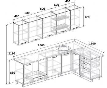 Кухонный гарнитур угловой Ниагара МДФ/ЛДСП 2600*1600 мм (Санвут) в Берёзовском - beryozovskij.mebel-e96.ru