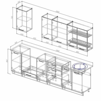 Кухонный гарнитур Ниагара ЛДСП/МДФ 2800 мм Sanvut в Берёзовском - beryozovskij.mebel-e96.ru