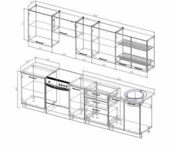 Кухонный гарнитур Смоки 3000 мм МДФ в Берёзовском - beryozovskij.mebel-e96.ru