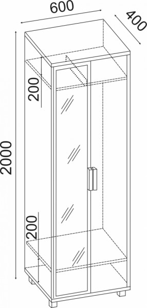 Шкаф 600 с зеркалом West (Риннер) в Берёзовском - beryozovskij.mebel-e96.ru