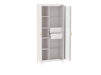 Пенал со стеклом широкий NEW Сиде Белый (СБК) в Берёзовском - beryozovskij.mebel-e96.ru