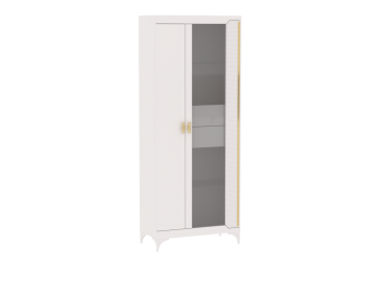 Пенал со стеклом широкий NEW Сиде Белый (СБК) в Берёзовском - beryozovskij.mebel-e96.ru