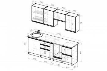 Кухонный гарнитур Сиена компакт 2200 мм (Герда) в Берёзовском - beryozovskij.mebel-e96.ru