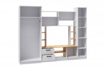 Стенка Соло дуб крафт/белый (Микон) в Берёзовском - beryozovskij.mebel-e96.ru