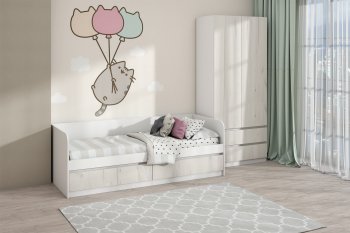 Кровать Соната 900 белый/крафт белый (Зарон) в Берёзовском - beryozovskij.mebel-e96.ru