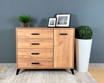 Комод-Тумба (1дв,4ящ) SVETLANA LOFT, дуб золотой (Генезис) в Берёзовском - beryozovskij.mebel-e96.ru