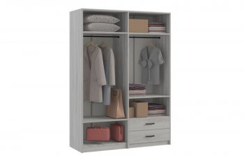 Шкаф 1500 мм  4-х ств. с зеркалом 2 ящ. SVETLANA LOFT, сосна белая (Генезис) в Берёзовском - beryozovskij.mebel-e96.ru