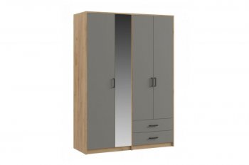 Шкаф 1500 мм  4-х ств. с зеркалом 2 ящ. SVETLANA LOFT, Дуб золотой/Серый (Генезис) в Берёзовском - beryozovskij.mebel-e96.ru
