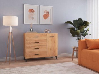 Комод-Тумба (1дв,4ящ) SVETLANA LOFT, дуб золотой (Генезис) в Берёзовском - beryozovskij.mebel-e96.ru