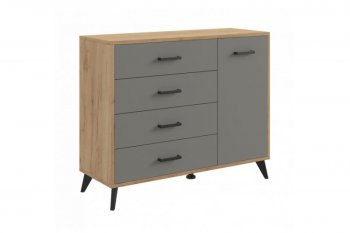 Комод-Тумба (1дв,4ящ) SVETLANA LOFT, дуб золотой/серый (Генезис) в Берёзовском - beryozovskij.mebel-e96.ru