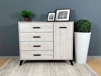 Комод-Тумба (1дв,4ящ) SVETLANA LOFT, сосна белая (Генезис) в Берёзовском - beryozovskij.mebel-e96.ru