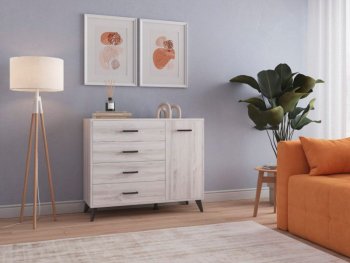 Комод-Тумба (1дв,4ящ) SVETLANA LOFT, сосна белая (Генезис) в Берёзовском - beryozovskij.mebel-e96.ru