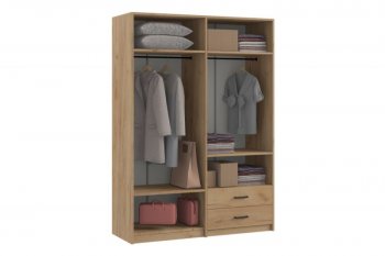 Шкаф 1500 мм  4-х ств. с зеркалом 2 ящ. SVETLANA LOFT, дуб золотой (Генезис) в Берёзовском - beryozovskij.mebel-e96.ru