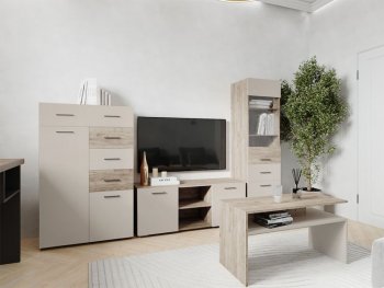 Тумба ТВ Турин ЛДСП крафт серый/кашемир (ВВР) в Берёзовском - beryozovskij.mebel-e96.ru